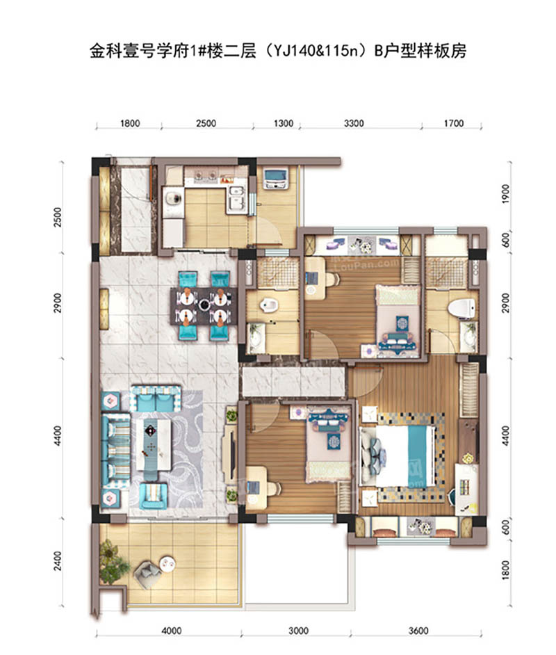 华容碧桂园金科壹号学府1#栋B户型