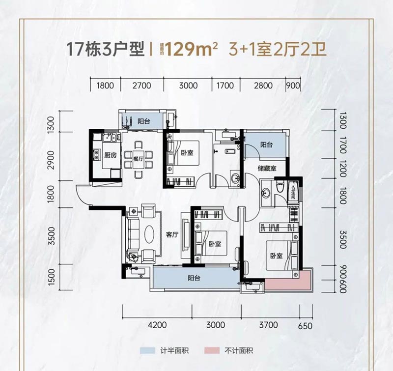 岳阳中建嘉和城17#3户型